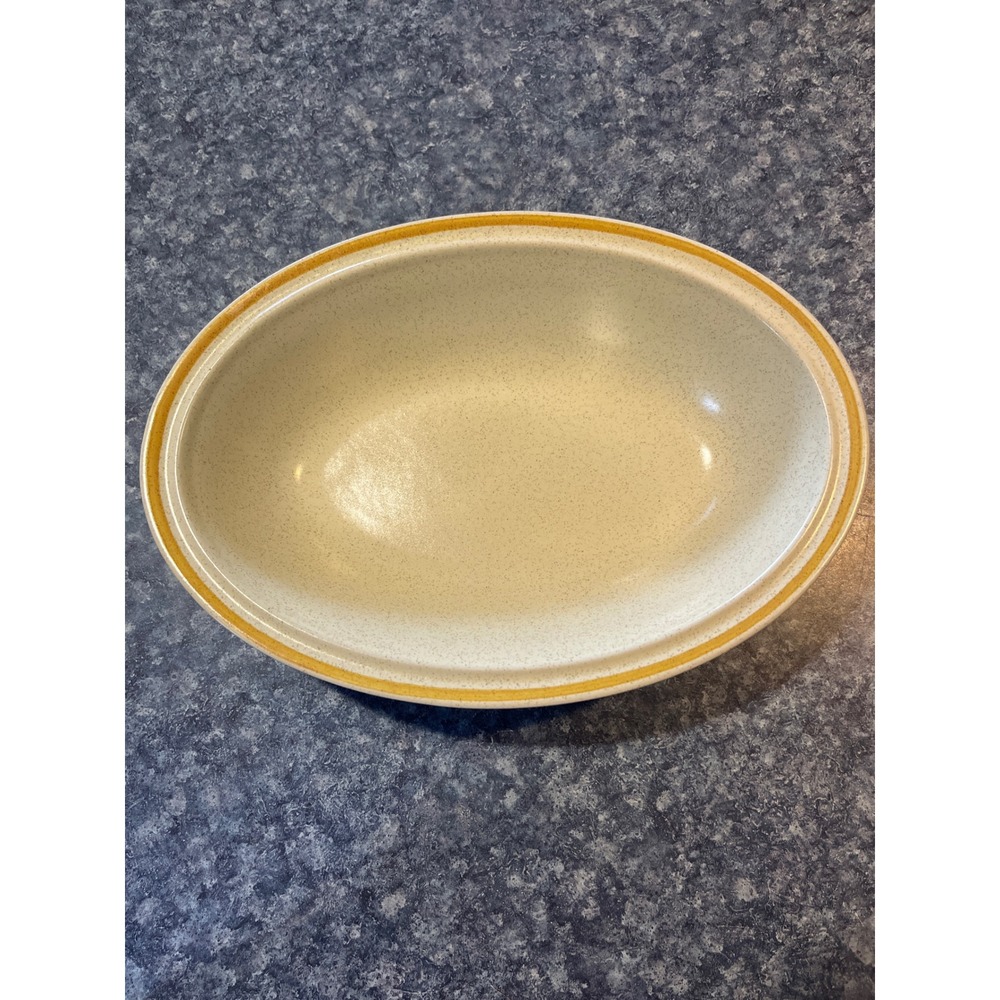 Hearthside Garden Festival Stoneware Oval Serving Bowl Yellow Trim Japan Vintage